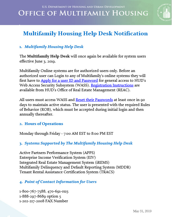 Hud Multifamily Housing Help Desk Is Available E3 Housing